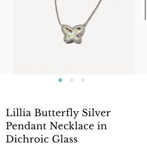 Lillia Butterfly Silver Pendant Necklace in Dichroic Glass